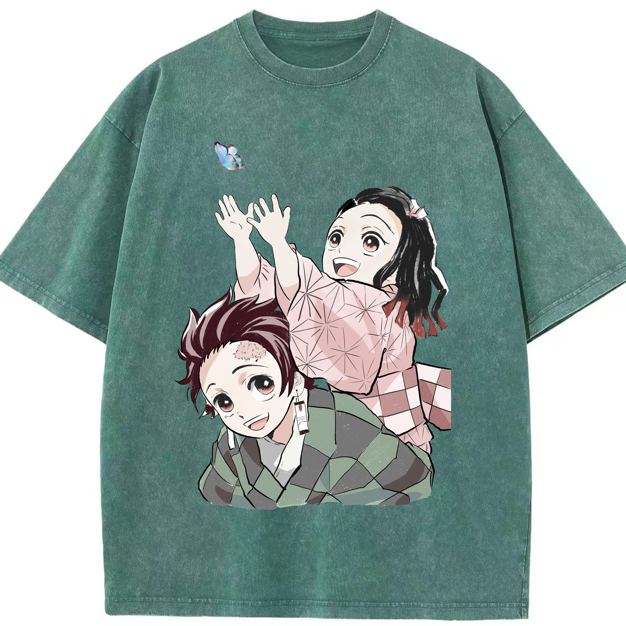 （画像用） 鬼滅の刃（きめつのやいば）竈門 禰󠄀豆子／かまど ねずこ Kamado Nezuko 綿100% ヴィンテージ風 半袖Tシャツ（フロントプリント）